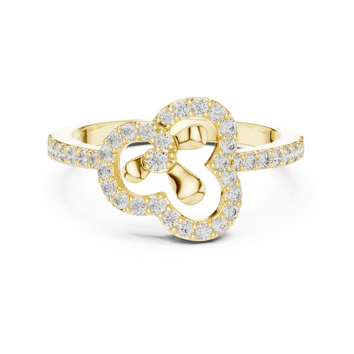 Three-Leaf Openwork Lab Grown Diamond Statement Ring