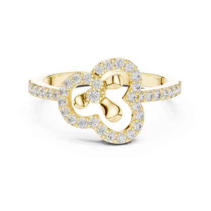 Three-Leaf Openwork Lab Grown Diamond Statement Ring