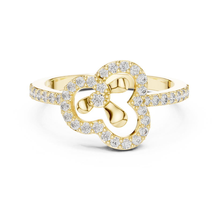 Three-Leaf Openwork Lab Grown Diamond Statement Ring