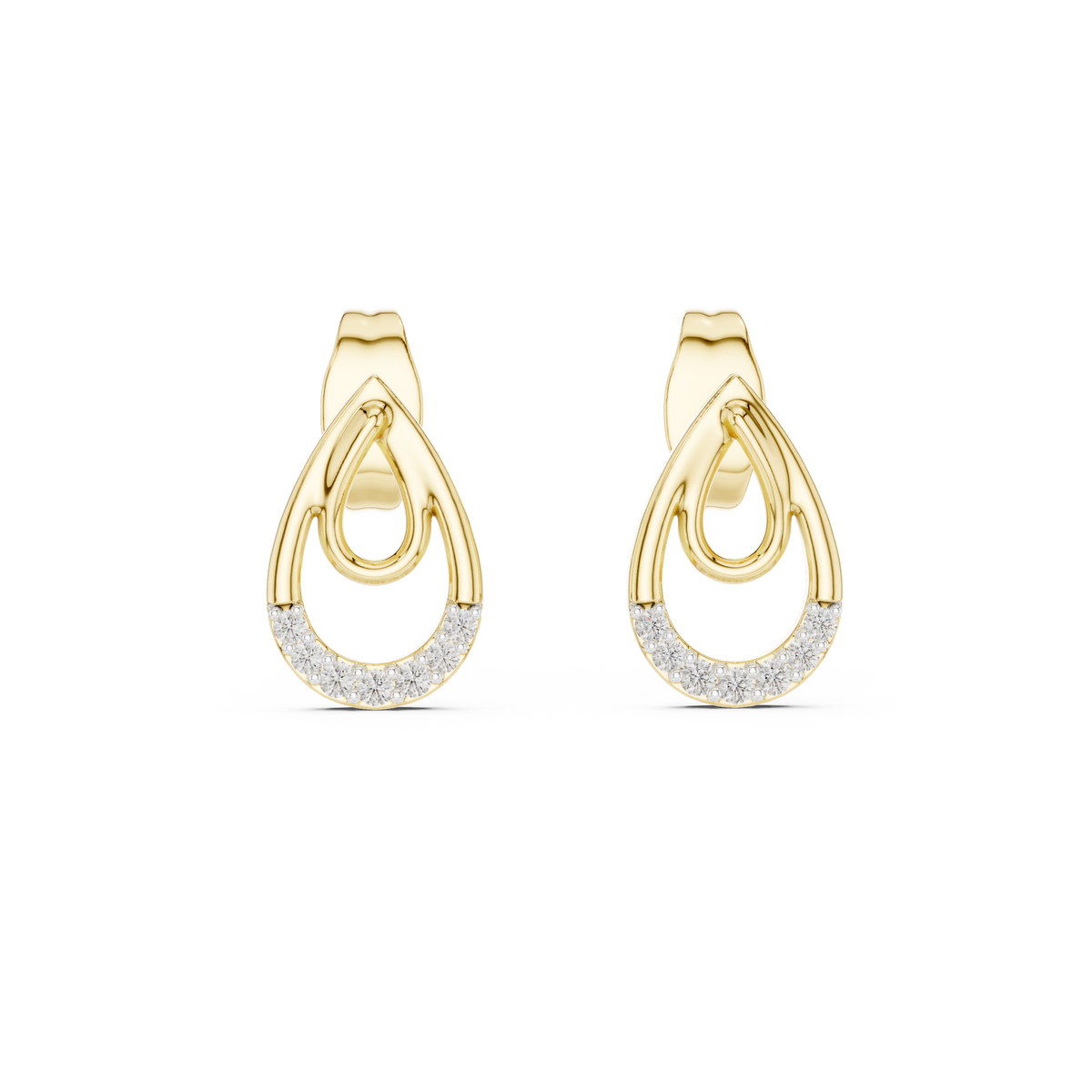 Round Pave Set Teardrop Motif Lab Grown Diamond Earrings