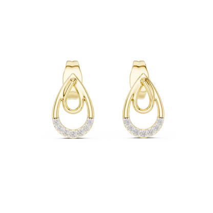Round Pave Set Teardrop Motif Lab Grown Diamond Earrings