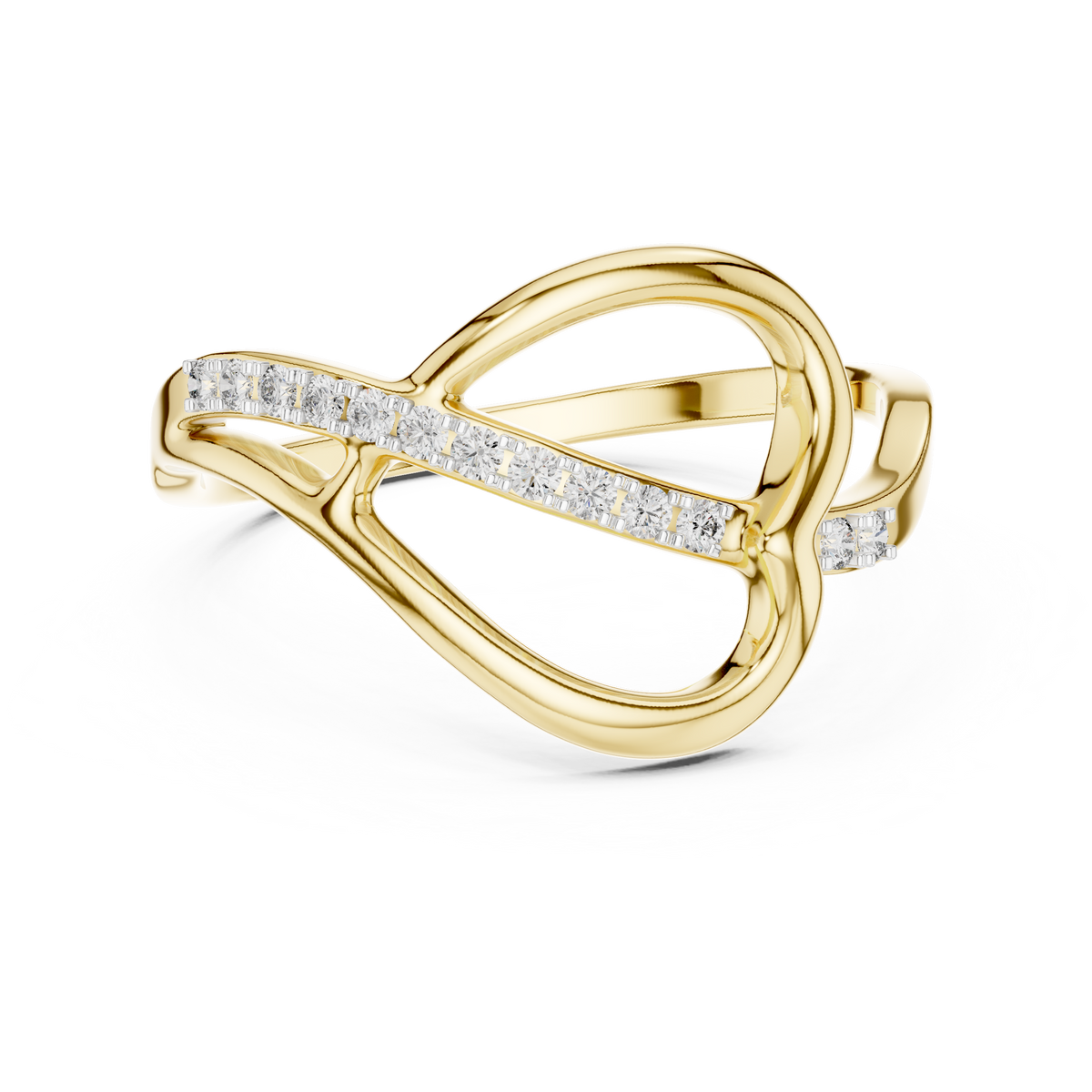 Abstract Open Sweep Pave Set Lab Grown Diamond Ring