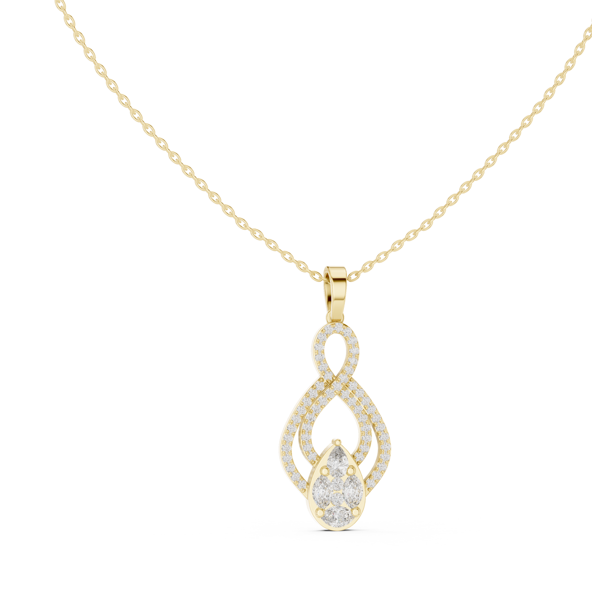 Marquise & Pear Cluster Pave Infinity Lab Grown Diamond Drop Pendant
