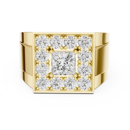 1.00 Ct Princess Cut Lab Grown Diamond Square Signet Solitaire Ring