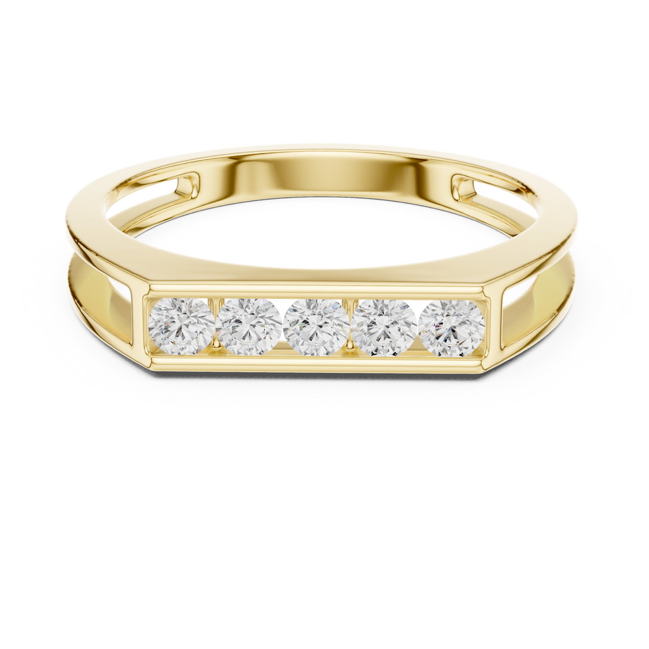 Five Stone Channel Round Lab Grown Diamond Ring Split Style
