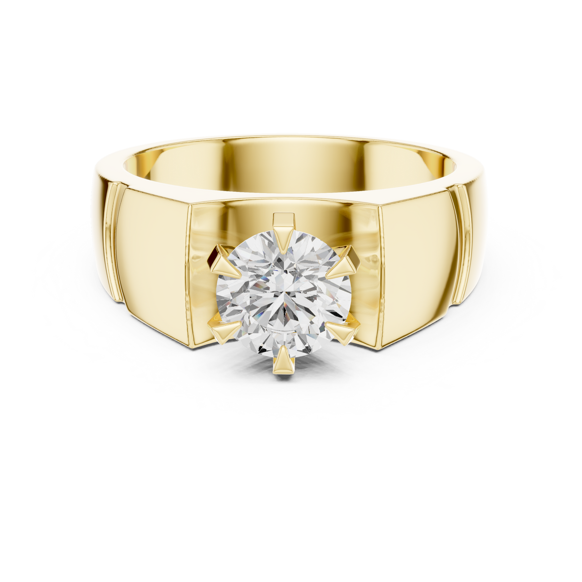 Six Prong 1.50 Ct Round Shape Lab Grown Diamond Ring Curved Recess Solitaire Band