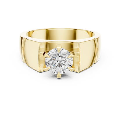 Six Prong 1.50 Ct Round Shape Lab Grown Diamond Ring Curved Recess Solitaire Band