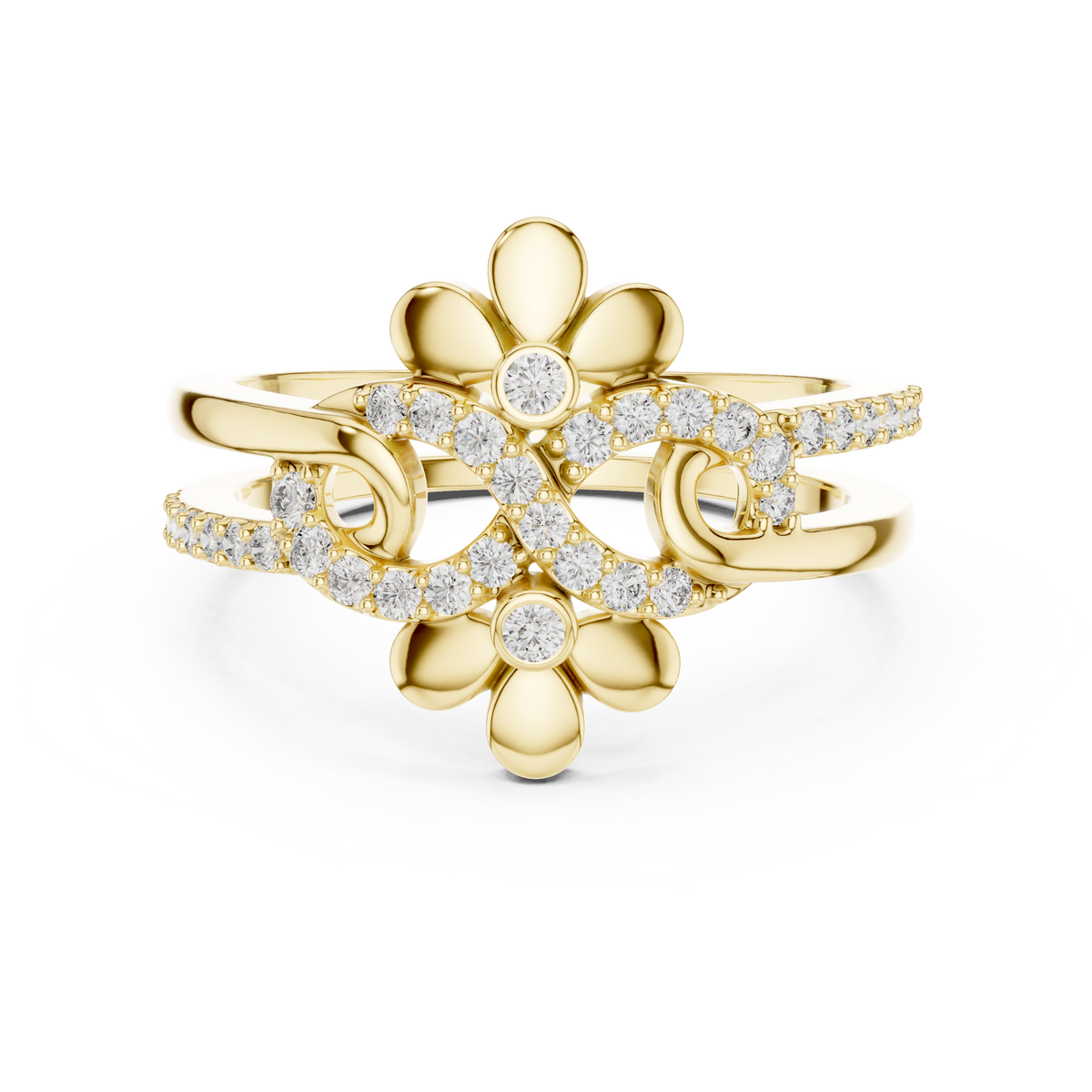 Dual Floral Infinity Pave Lab Grown Diamond Ring