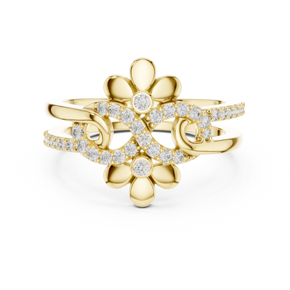 Dual Floral Infinity Pave Lab Grown Diamond Ring