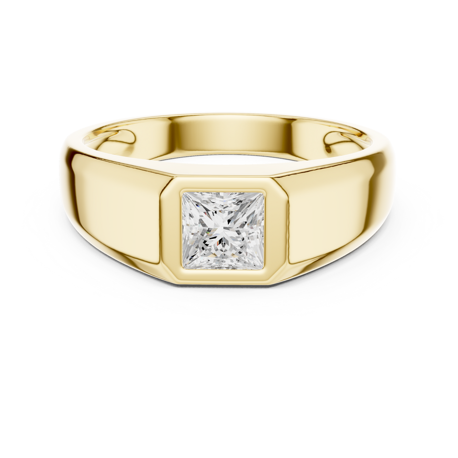 Bezel Set 0.50 Ct Princess Shape Lab Grown Diamond Solitaire Ring