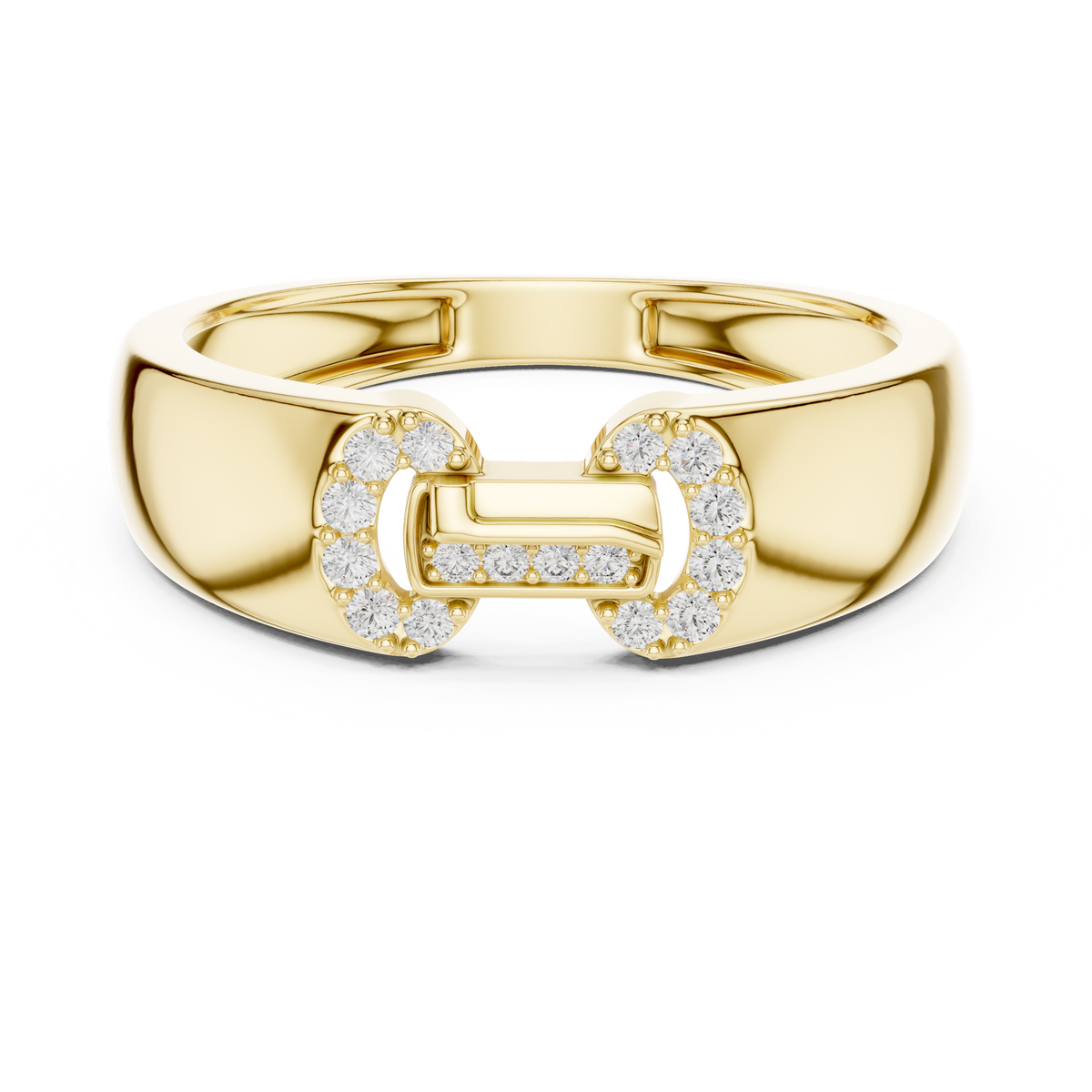 Interlocking Link Key Motif Pave Lab Grown Diamond Ring