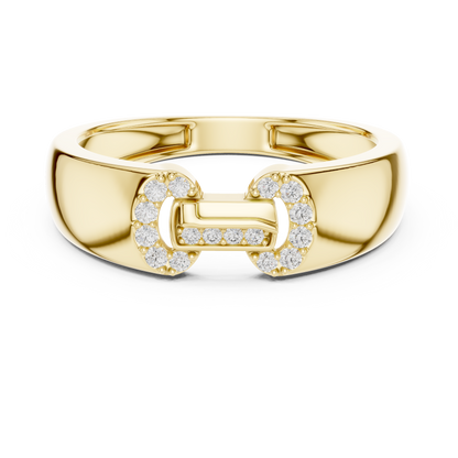 Interlocking Link Key Motif Pave Lab Grown Diamond Ring