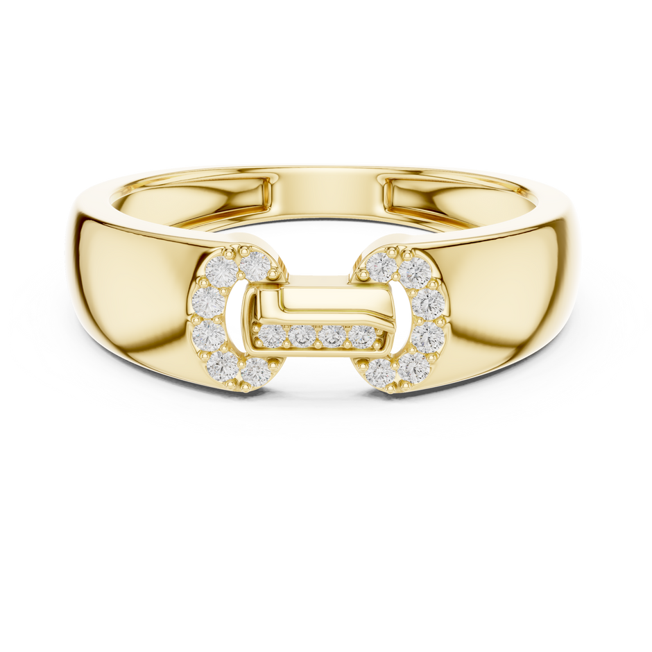 Interlocking Link Key Motif Pave Lab Grown Diamond Ring