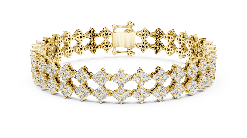 Double-Row Floral Cluster Lab-Grown Diamond Statement Tennis Bracelet