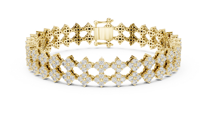 Double-Row Floral Cluster Lab-Grown Diamond Statement Tennis Bracelet