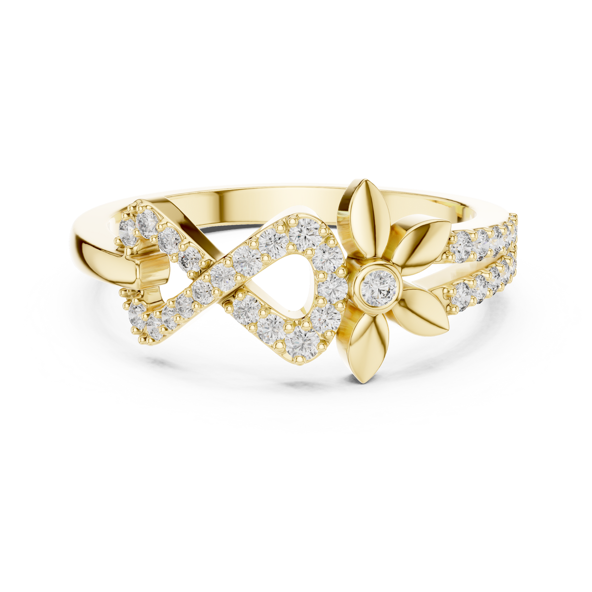 Infinity Symbol & Floral Cluster Lab Grown Diamond Fashion Ring