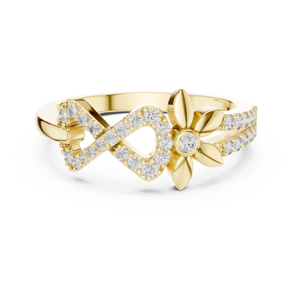 Infinity Symbol & Floral Cluster Lab Grown Diamond Fashion Ring