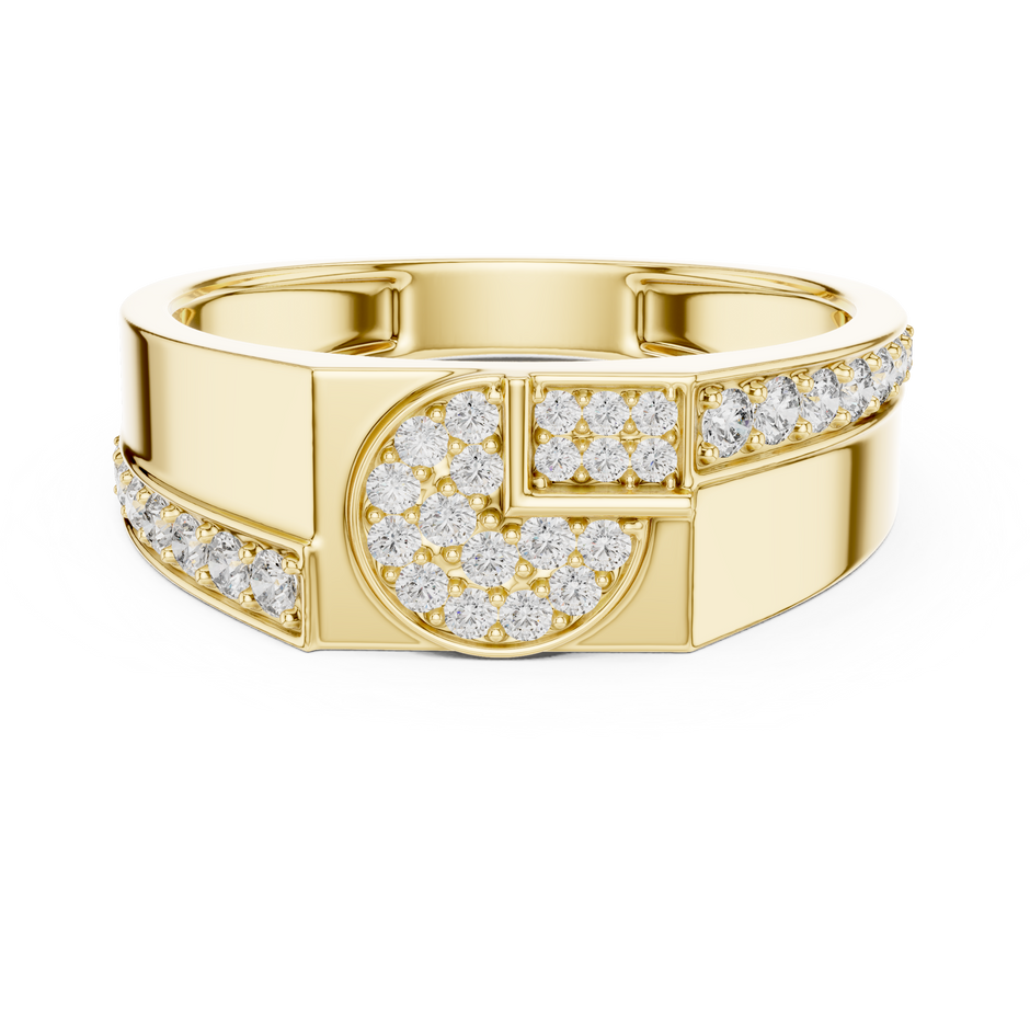 Interlocking G-Motif Center Pave Lab Grown Diamond Ring