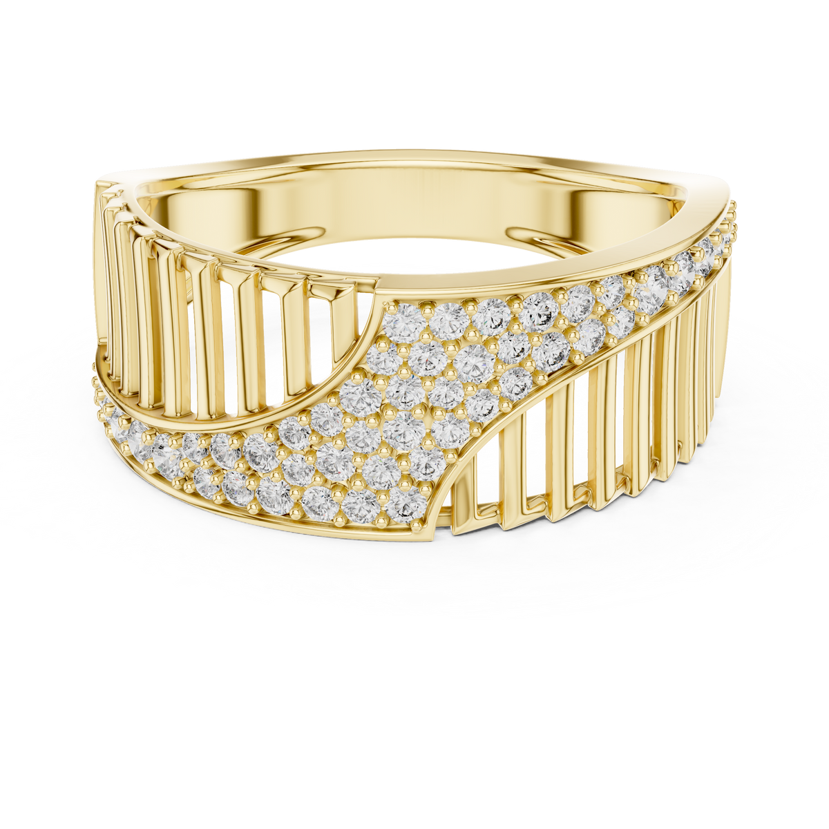 The Imperial Openwork Vertical Grille & Pave Wave Lab Grown Diamond Ring
