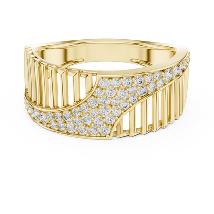 The Imperial Openwork Vertical Grille & Pave Wave Lab Grown Diamond Ring