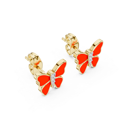 Round Pave Butterfly Motif Lab Grown Diamond Earring