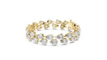 Double Row Pear Cut Lab Grown Diamond Tennis Bracelet