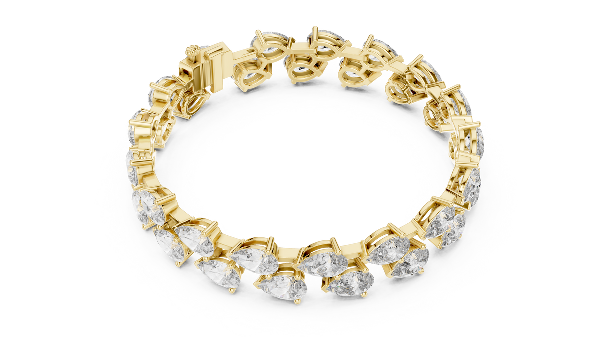 Double Row Pear Cut Lab Grown Diamond Tennis Bracelet