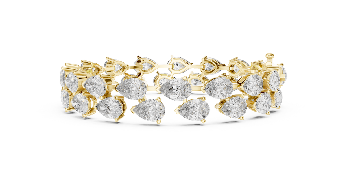 Double Row Pear Cut Lab Grown Diamond Tennis Bracelet