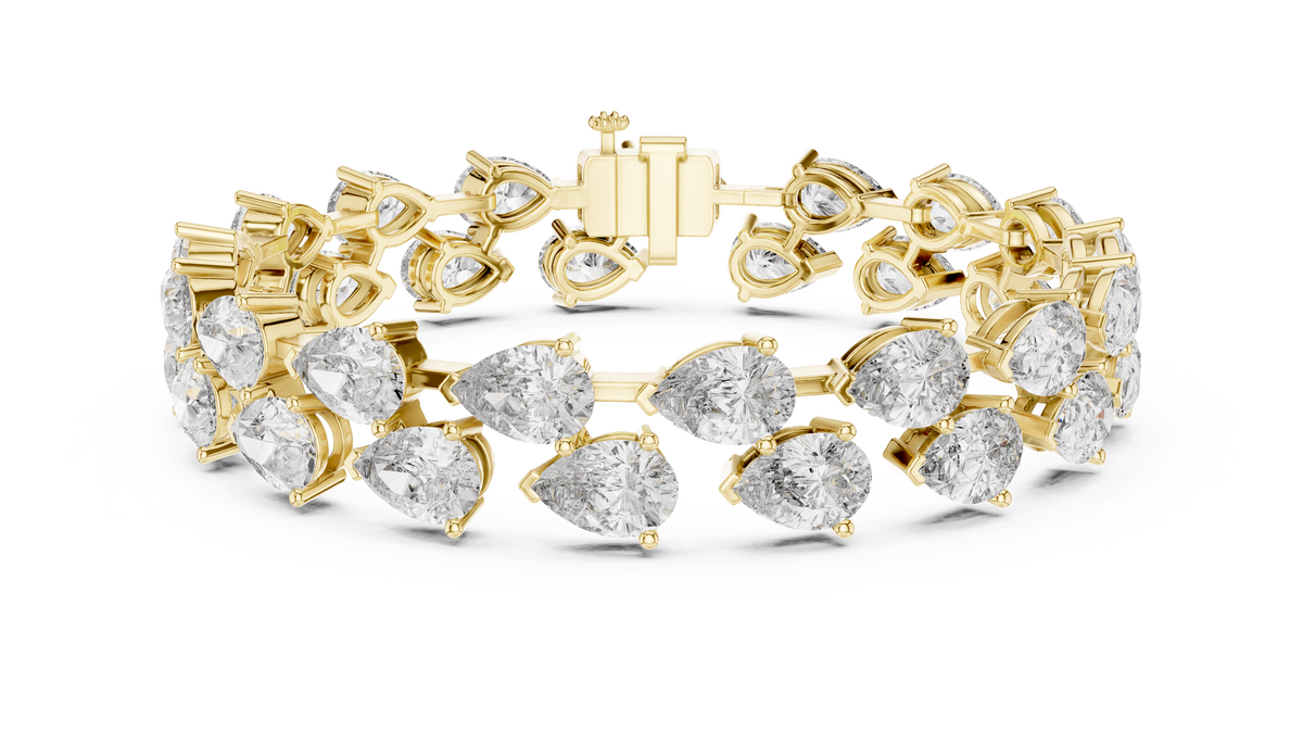 Double Row Pear Cut Lab Grown Diamond Tennis Bracelet