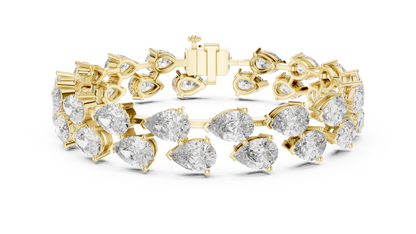 Double Row Pear Cut Lab Grown Diamond Tennis Bracelet