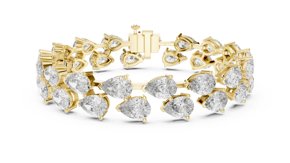 Double Row Pear Cut Lab Grown Diamond Tennis Bracelet