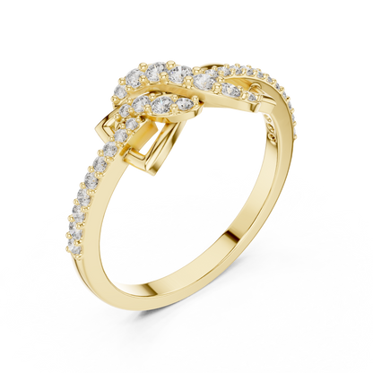 Geometric Ribbon Pave Lab Grown Diamond Ring