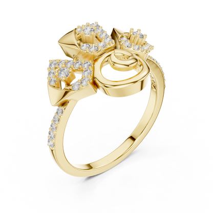 Multi-Geometric Pave Set Lab Grown Diamond Ring