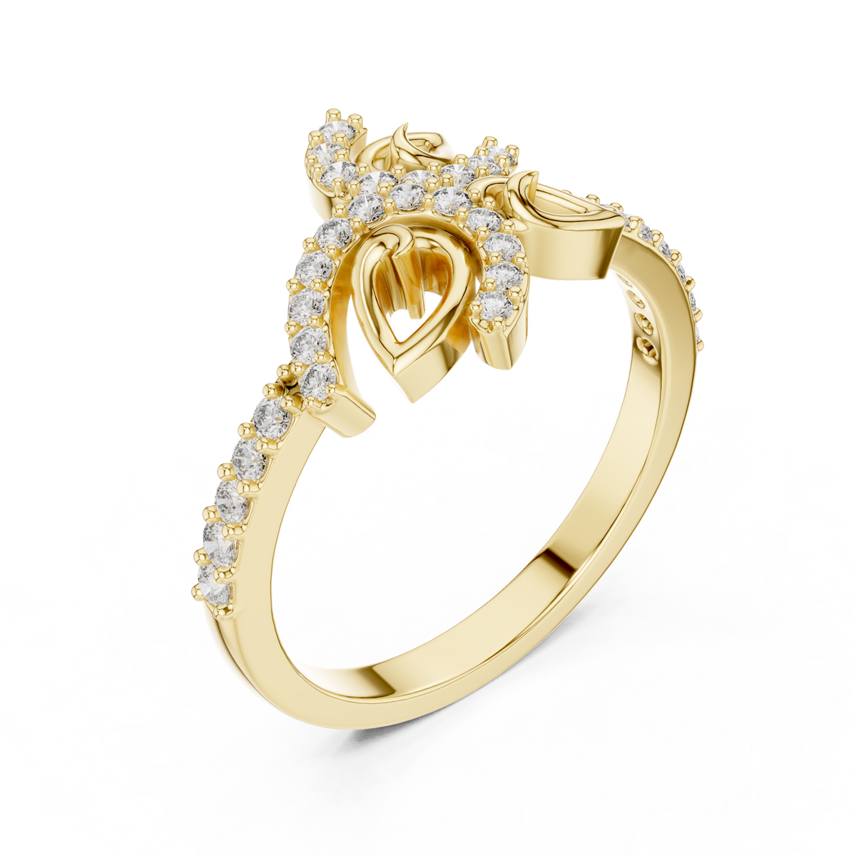 Sculpted Floral Pave Set Lab Grown Diamond Ring