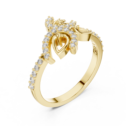 Sculpted Floral Pave Set Lab Grown Diamond Ring