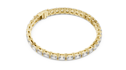 Dual-Cut Emerald & Round Lab Diamond Tennis Bracelet
