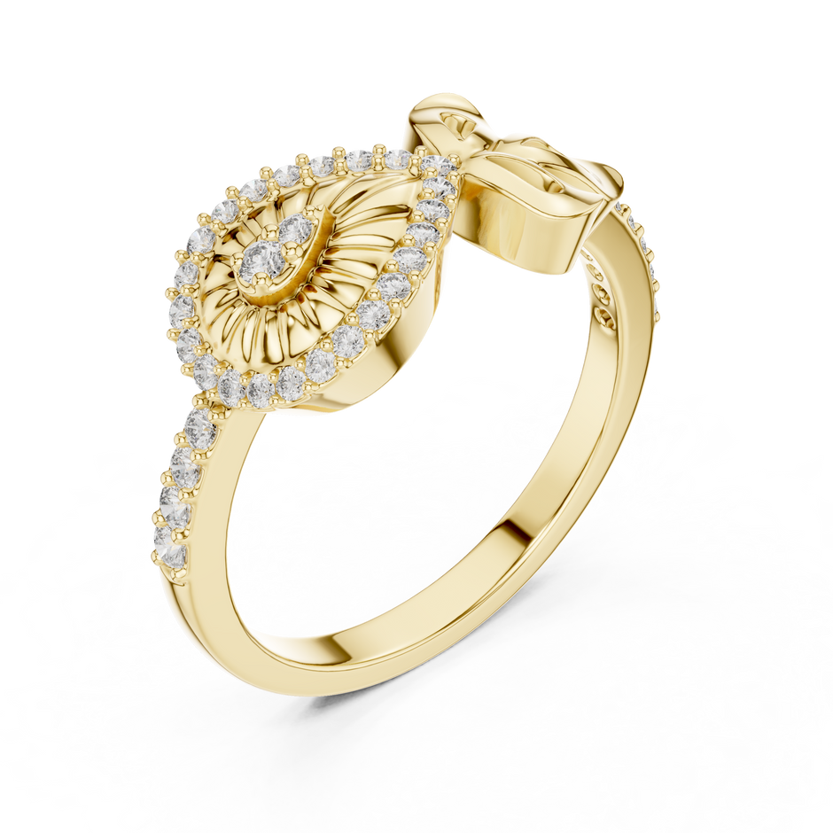Pear Sunburst Ribbon Pave Lab Grown Diamond Ring