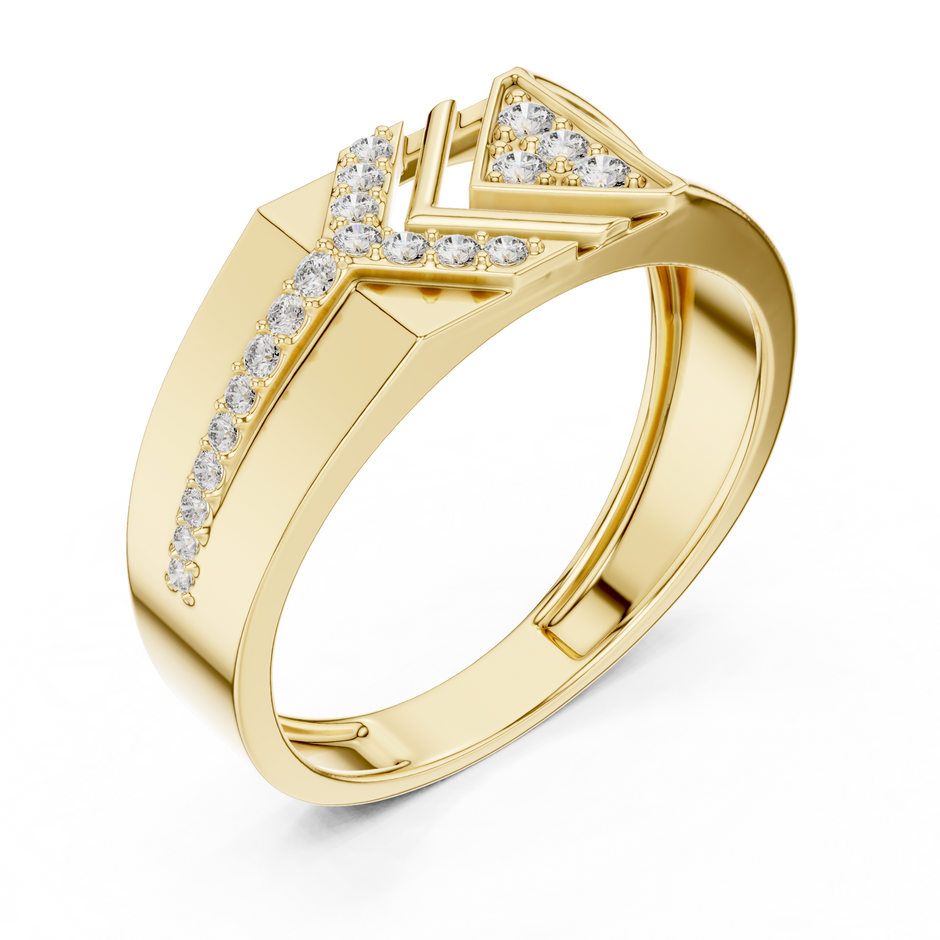 Geometric Openwork Chevron Arrow Lab Grown Diamond Ring