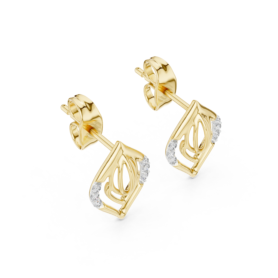 Round Pave Leaf Motif Lab Grown Diamond Earring