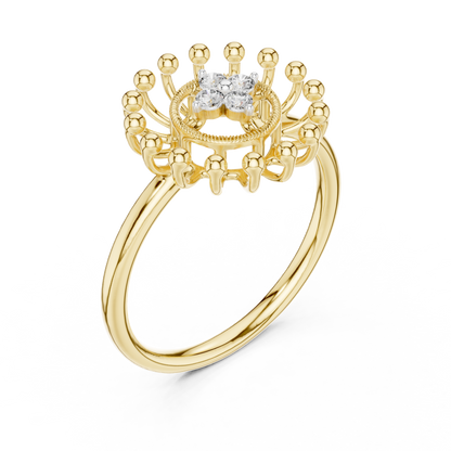 Sunburst Halo Beaded Cluster Lab Grown Diamond Ring