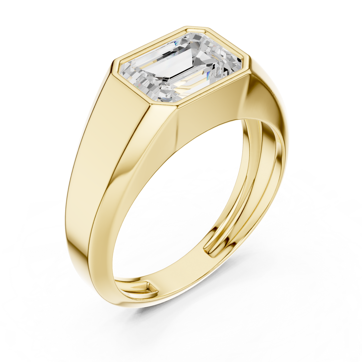 East West Bezel Set Emerald Shape 1.80 Ct Lab Grown Diamond Solitaire Ring