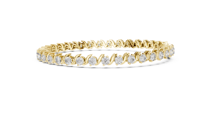 S-Curve Wave Round Lab Grown Diamond Tennis Bracelet.
