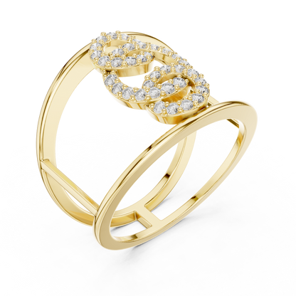 Sculptural Openwork Multi-Band Pave Lab Grown Diamond Ring