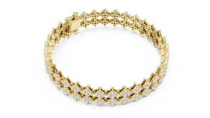 Double-Row Floral Cluster Lab-Grown Diamond Statement Tennis Bracelet
