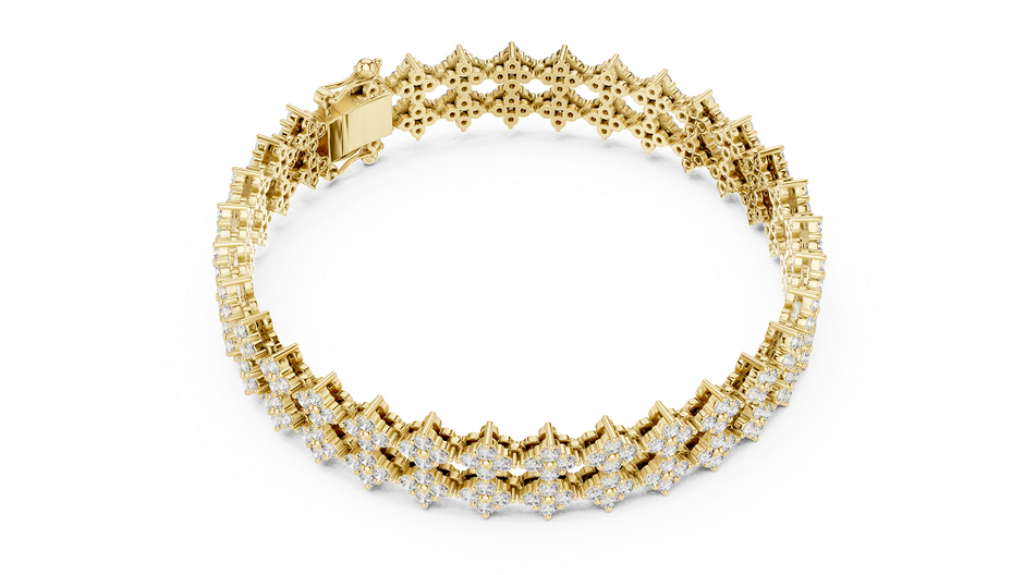 Double-Row Floral Cluster Lab-Grown Diamond Statement Tennis Bracelet