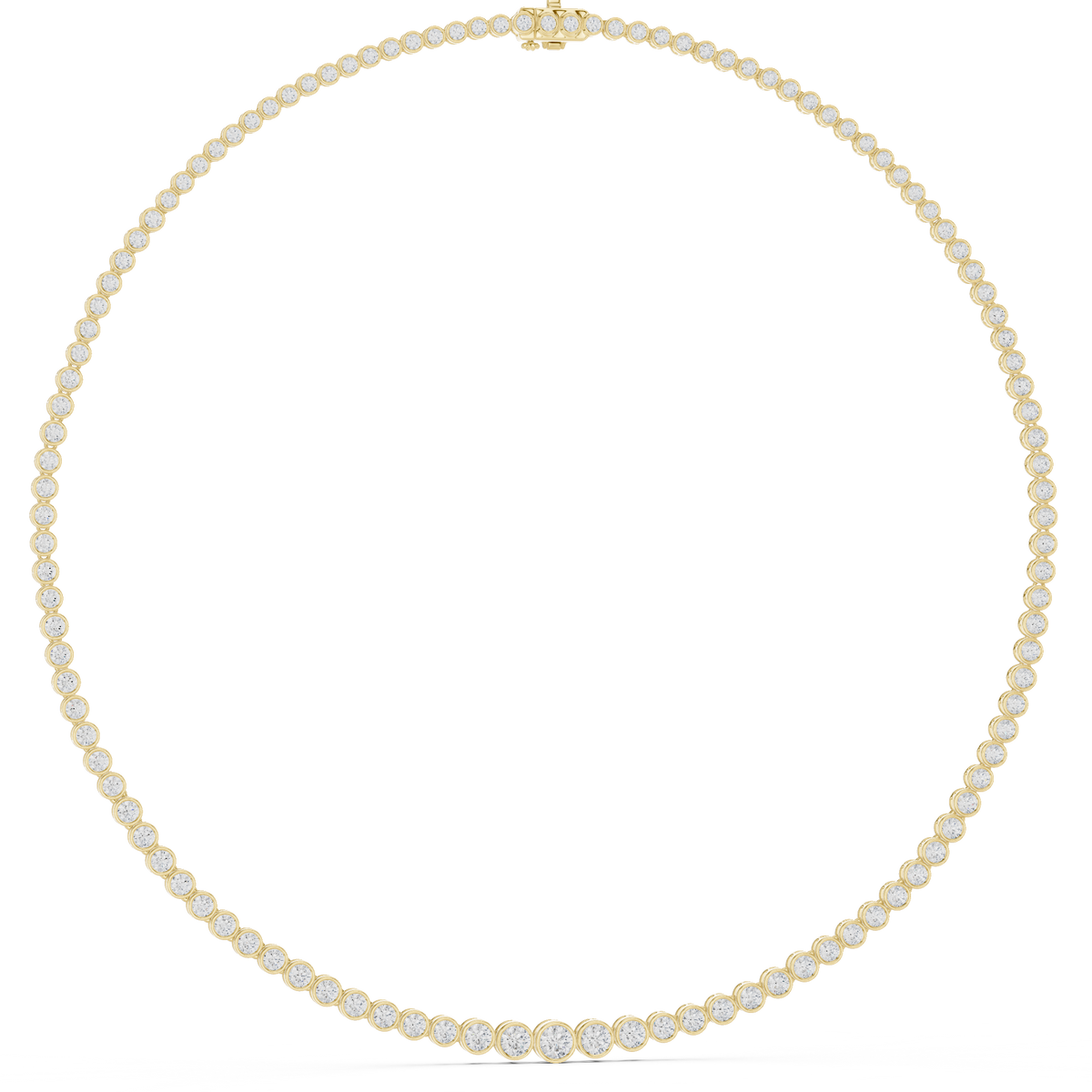 Graduated Bezel Set Round Lab Grown Diamond Tennis Necklace
