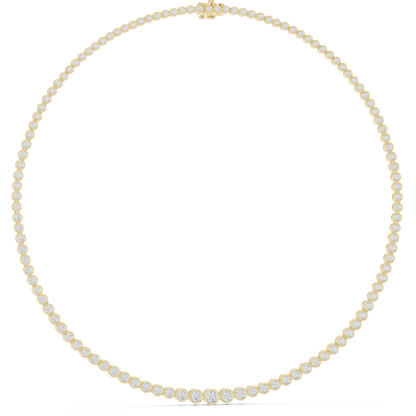 Graduated Bezel Set Round Lab Grown Diamond Tennis Necklace