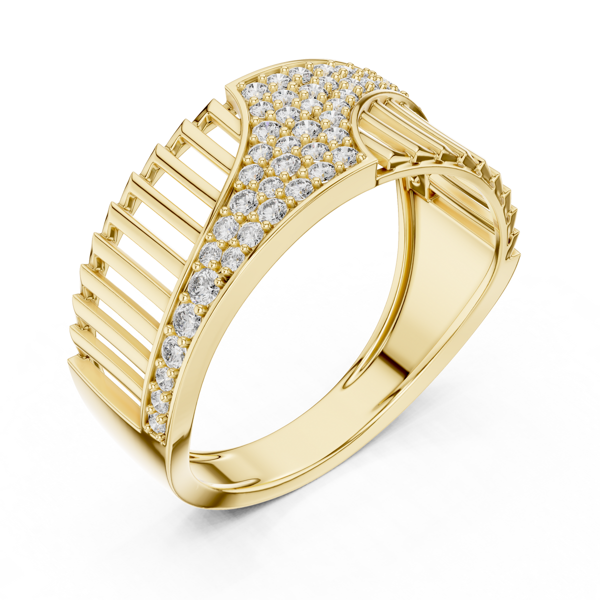 The Imperial Openwork Vertical Grille & Pave Wave Lab Grown Diamond Ring
