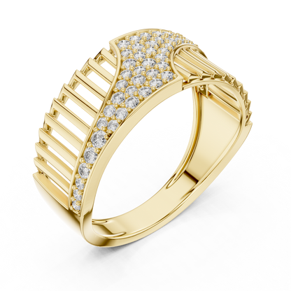 The Imperial Openwork Vertical Grille & Pave Wave Lab Grown Diamond Ring