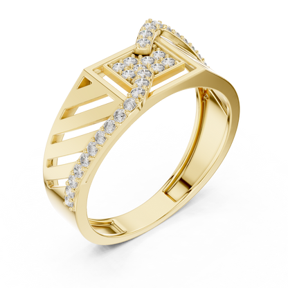 Geometric Square Center S Curve Pave Openwork Lab Grown Diamond Ring